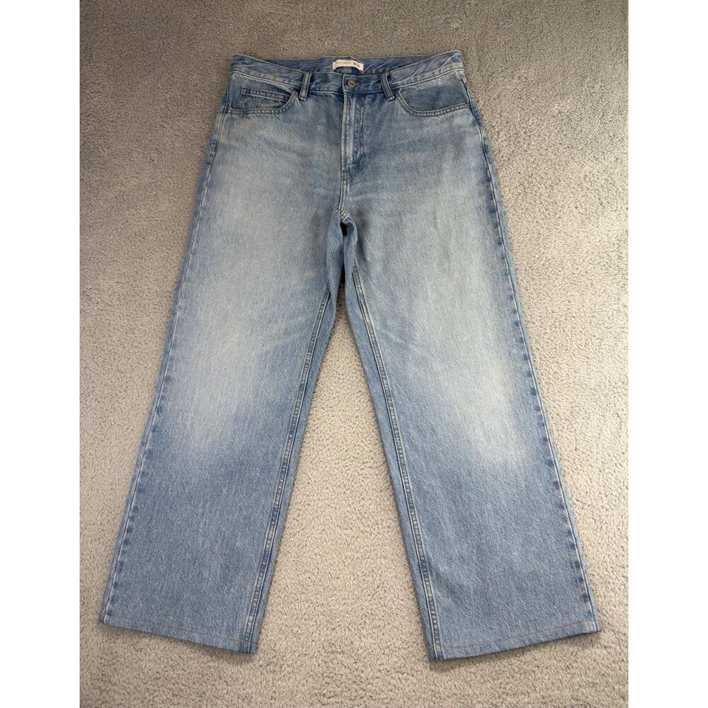 JW Anderson x Uniqlo Mens 33(34x28.5) Straight Leg Light Wash Blue Denim Jeans